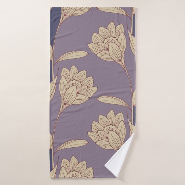 Retro-Crocus Tapete in blauen Lila Badehandtuch (Badehandtuch)
