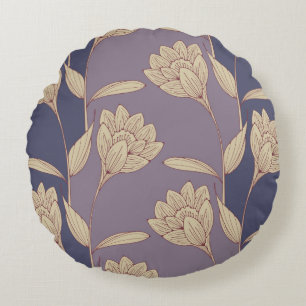 Retro-Crocus Tapete in blauen Lila Rundes Kissen