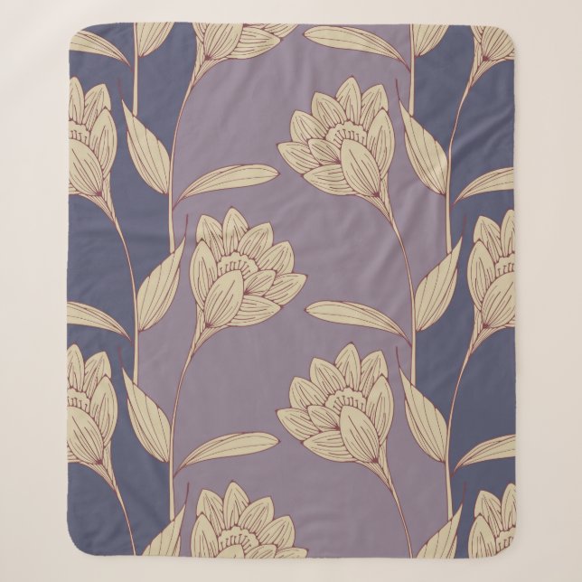 Retro-Crocus Tapete in blauen Lila Sherpadecke (Vorderseite)