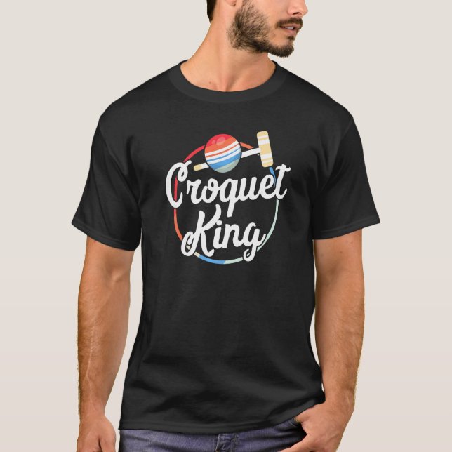 Retro Croquet King Croquet Men Wicket Team Coach T-Shirt (Vorderseite)