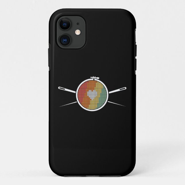 Retro Cross Stich Case-Mate iPhone Hülle (Rückseite)
