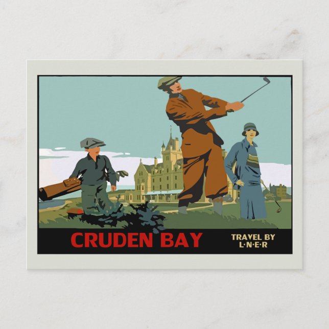 Retro Cruden Bay Scotland Golf Ad Postkarte (Vorderseite)