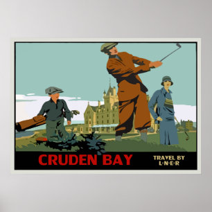 Retro Cruden Bucht-Schottland-Golf-Anzeige Poster