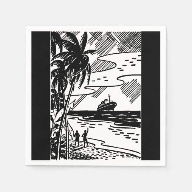Retro Cruise Ship Paper Napkin Serviette (Vorderseite)