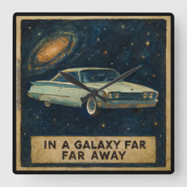Retro Cruiser in Deep Space  Quadratische Wanduhr