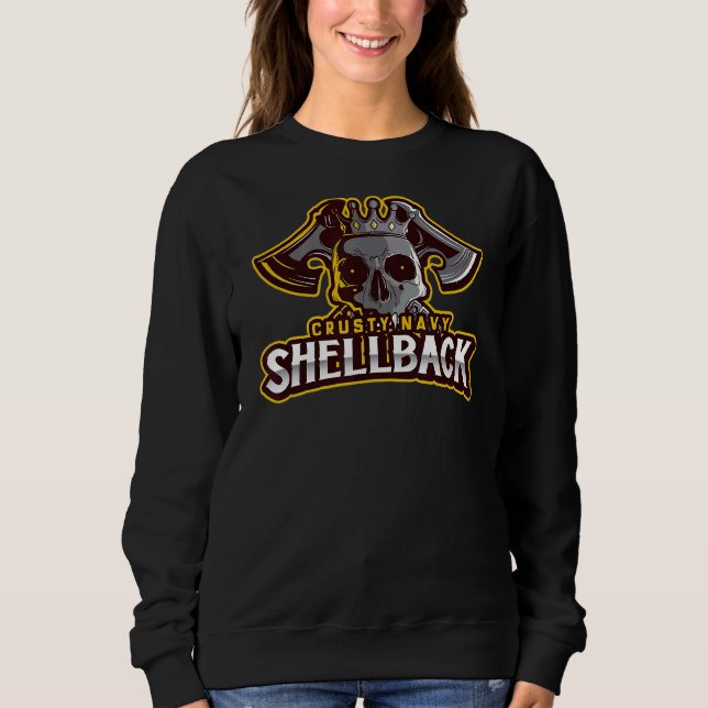 Retro Crusty Navy Shellback Verteidiger der Tiefe Sweatshirt (Vorderseite)