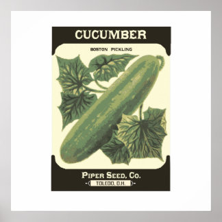 Retro Cucumber Seed Packplakat drucken Poster