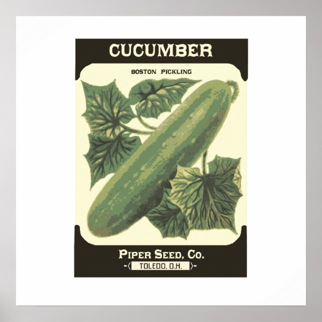 Retro Cucumber Seed Packplakat drucken Poster (Vorne)