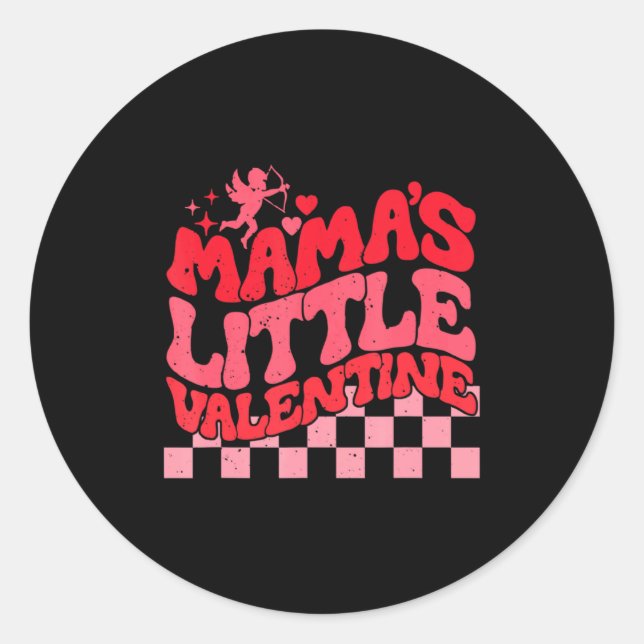 Retro Cud Mamas Little Valentines Day Girls Wo  Runder Aufkleber (Vorderseite)