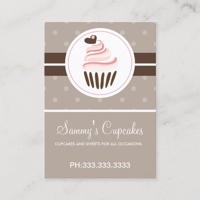 Retro-Cupcake-Bäckerei-Visitenkarten Visitenkarte (Vorderseite)
