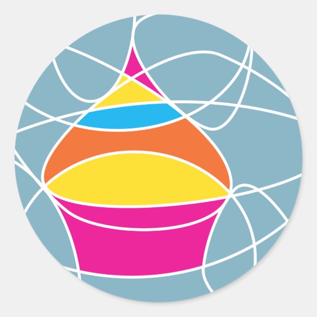 Retro-CUPCAKE-Formen Runder Aufkleber (Vorderseite)