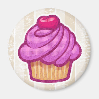 Retro Cupcake Magnet in Rosa