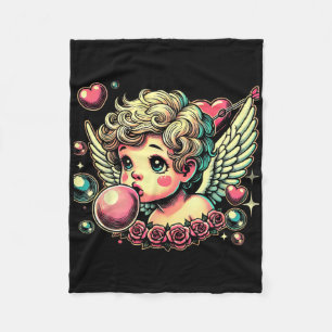 Retro Cupid Valentinstag Süßer Vintage Cupid Blowi Fleecedecke