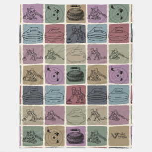 Retro Curling Lover Blanket Vintages Curling-Gesch Fleecedecke