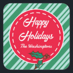 Retro Custom Christmas Candy Gift Tag Stickers<br><div class="desc">Personalisieren Sie diese minzgrün gestreiften Personalisierten Weihnachtscreme-Geschenkticker durch Textänderung. Das Design stammt aus der Originalkunst.</div>