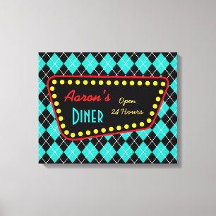 Retro Custom Diner Signer Art Leinwanddruck