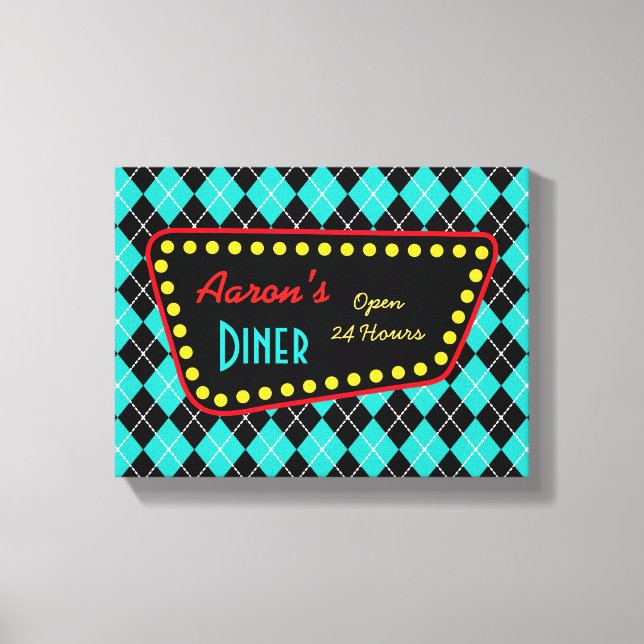 Retro Custom Diner Signer Art Leinwanddruck (Vorderseite)
