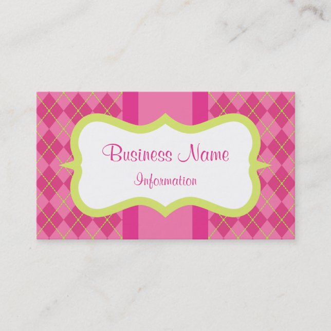 Retro Custom Pink Limon Raute Business Cards Visitenkarte (Vorderseite)