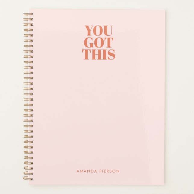 Retro Custom Pink Red Typografy Planner Planer (Vorderseite)