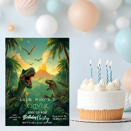 Retro Custom T-rex Dinosaur Kids Birthday  Einladung