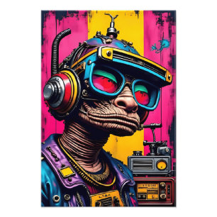 Retro Cyberpunk Alien - Neon Streetwear Sci-Fi Art Fotodruck