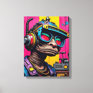 Retro Cyberpunk Alien - Neon Streetwear Sci-Fi Art Leinwanddruck