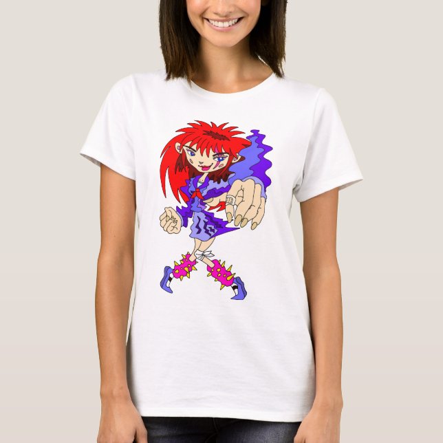 Retro-Cyberpunk-Mädchen. T-Shirt (Vorderseite)