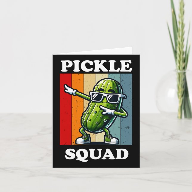 Retro Dabbing Pickle Dancing Cucumber Pickle Squad Karte (Vorderseite)