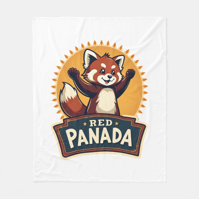 Retro Dabbing Roter Panda Retro-Tier-Grafik 2 Fleecedecke (Vorderseite)