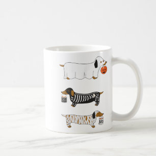 Retro-Dachshund-Halloween-Wiener-Hund-Kürbis-Weeni Kaffeetasse