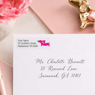 Retro-Dachshund-Rosa- und Grau-Adressetiketten