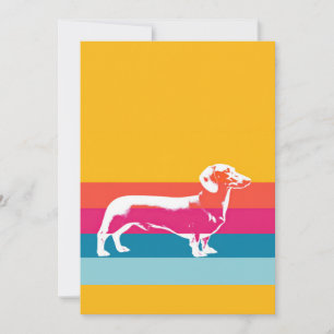 Retro-Dachshund-Silhouette – Bunte Pop-Art-Hundeku Feiertagskarte