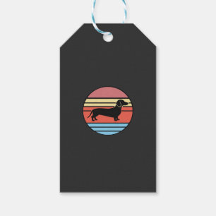 Retro-Dachshund-Sonnenuntergangs-Vektor Geschenkanhänger