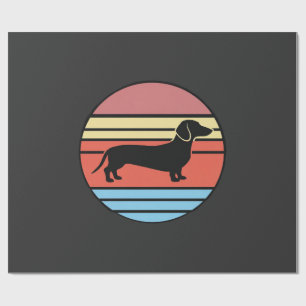 Retro-Dachshund-Sonnenuntergangs-Vektor Geschenkpapier