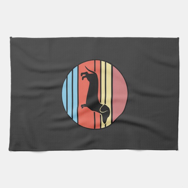Retro-Dachshund-Sonnenuntergangs-Vektor Geschirrtuch (Horizontal)