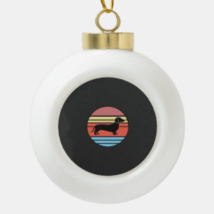 Retro-Dachshund-Sonnenuntergangs-Vektor Keramik Kugel-Ornament