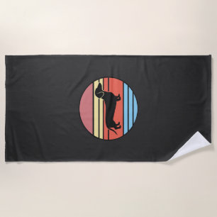 Retro-Dachshund-Sonnenuntergangs-Vektor Strandtuch