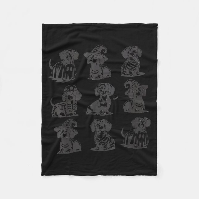 Retro Dachshund Witch Dog Soky Season Halloween Fu Fleecedecke (Vorderseite)