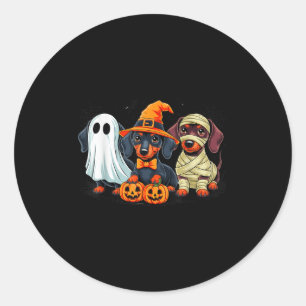 Retro Dackel Hexe Y Halloween Pumpkin Women Me Runder Aufkleber