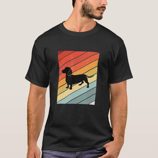 Retro Dackel Hunde Silhouette Niedliche Dackel Hun T-Shirt (Vorderseite)