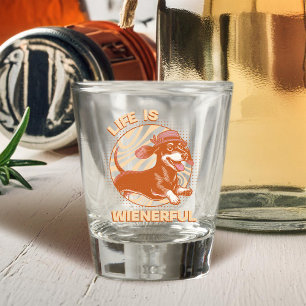 Retro Dackel "Life is Wienerful" Niedlich Funny Schnapsglas