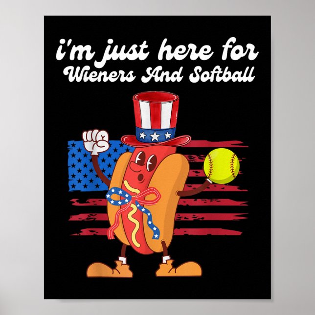 Retro-Dackeln Hot Dog Coquette Bow,Softball,4. Poster (Vorne)