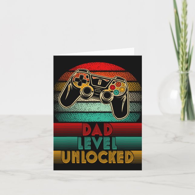 Retro Dad Level Unlocked New Dad Controller Father Karte (Vorderseite)