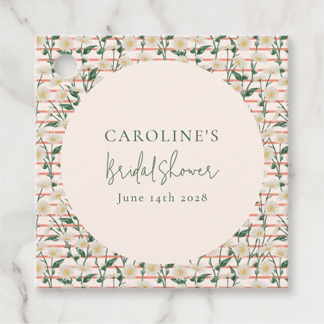Retro Daisies Blumengrün Brautparty Custom Geschenkanhänger (Vorderseite)