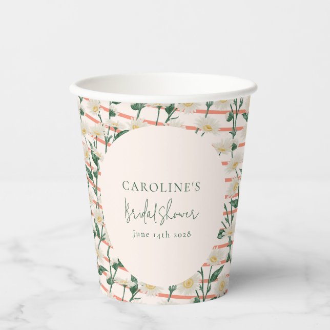 Retro Daisies Blumengrün Brautparty Custom Pappbecher (Vorderseite)
