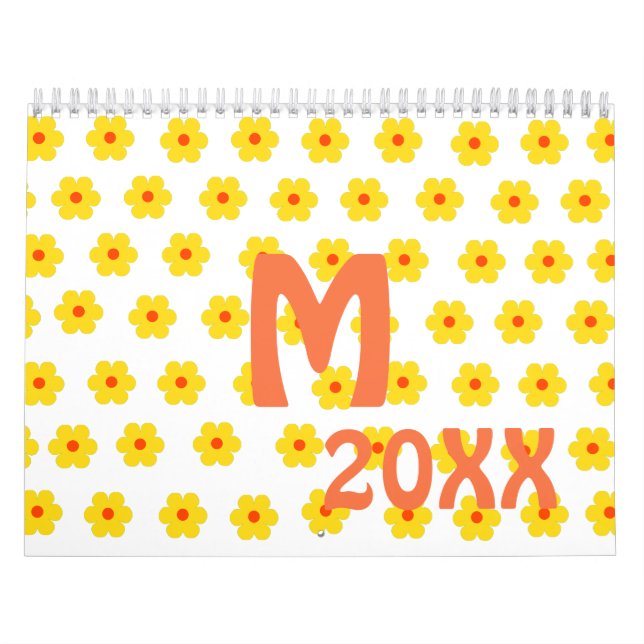 Retro Daisies Yellow floral botanisches Muster Kalender (Titelbild)