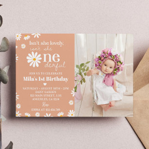 Retro Daisy 1er Invitation anniversaire