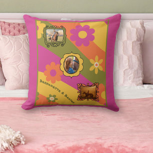 Retro Daisy 3 Foto Horse Pet Collage und Name Kissen