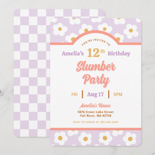 Retro Daisy Birthday Slumber Party Einladung