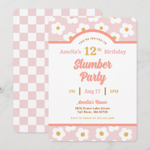 Retro Daisy Birthday Slumber Party Einladung